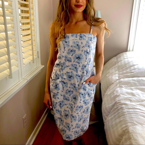Posh Garden Dresses & Skirts - 2 LEFT S & M Summer Pocket Blue Floral Mini Church Dress